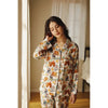 2024 New Bamboo Fiber Double Gauze Pajamas Spring Cute Print Lapel Pocket Long Sleeve Home Clothes Soft and Comfortable Pyjamas